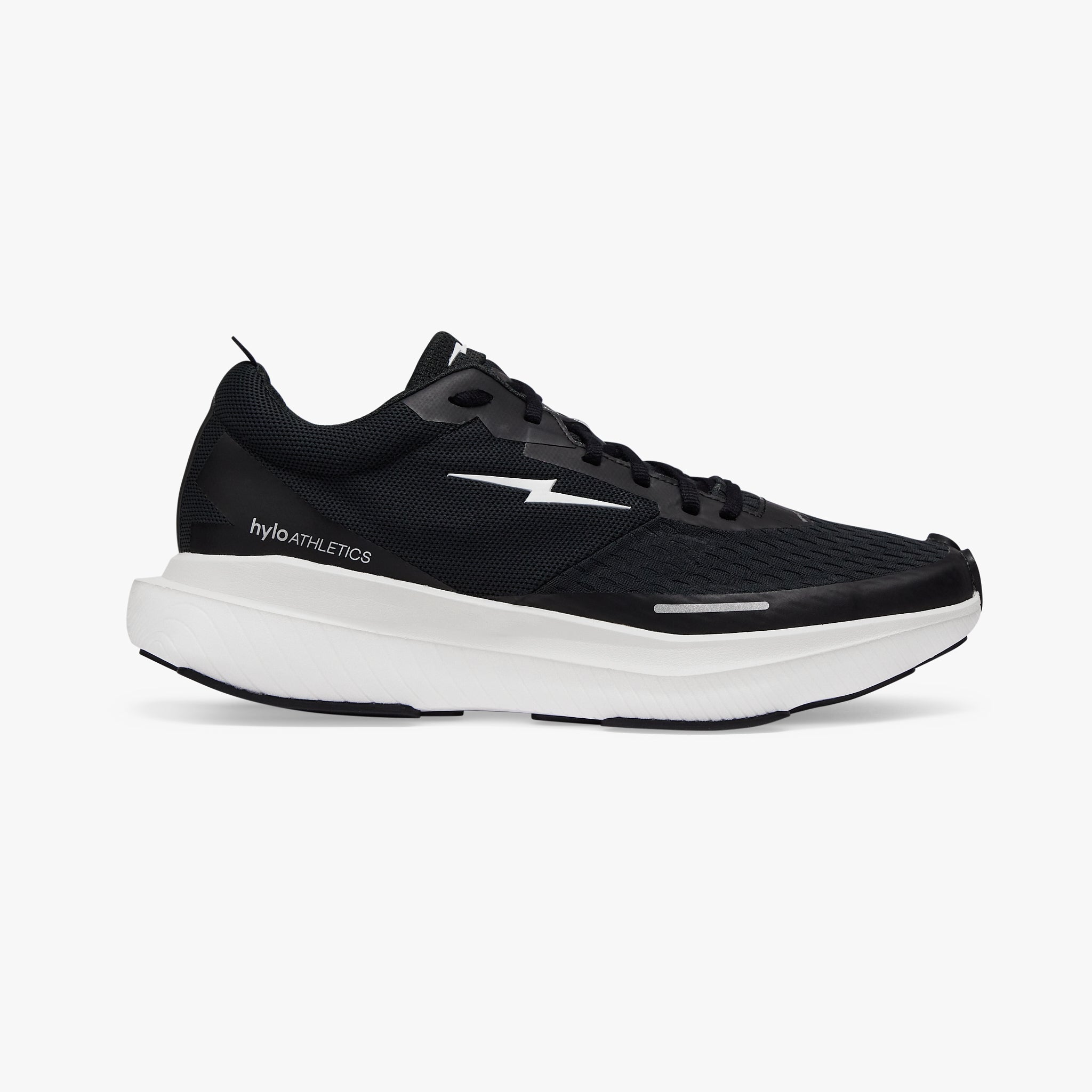 Black white running shoes best sale